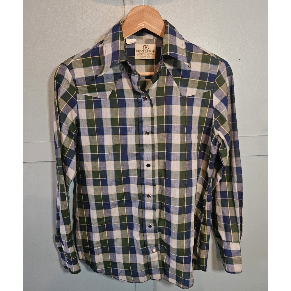 Dee Cee Brand Vintage Western Pearlsnap‎ Shirt Size 34 11/12 Made In USA
